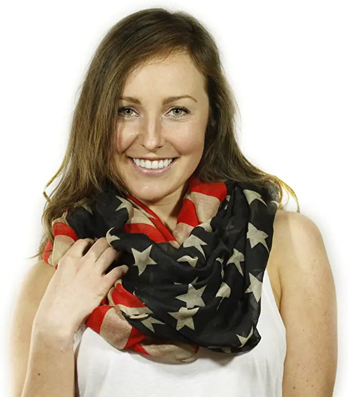 Vintage American Flag Infinity Scarf