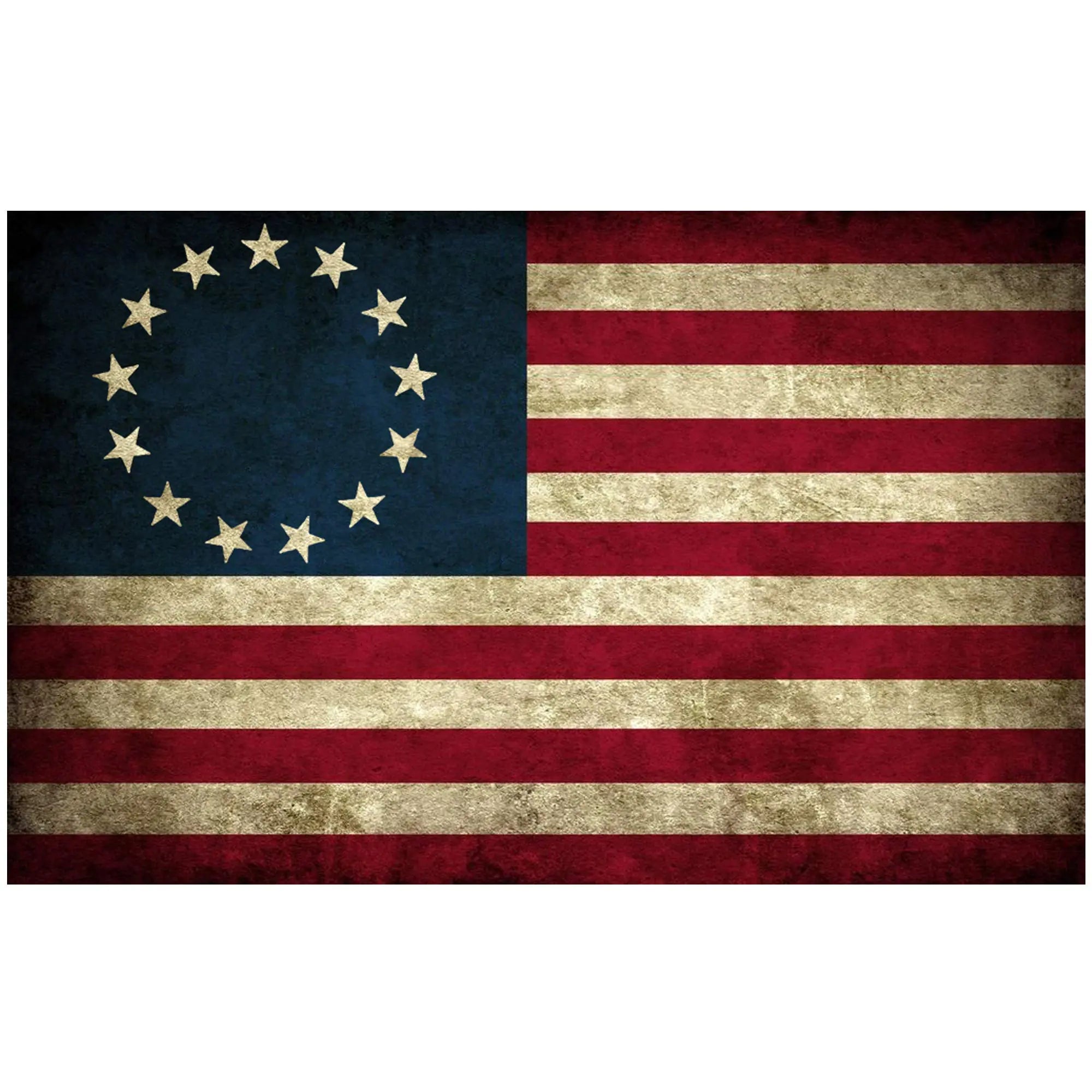 Aged Look Betsy Ross Colonial United States Flag Grunge Sticker 5x3 Inch Decal