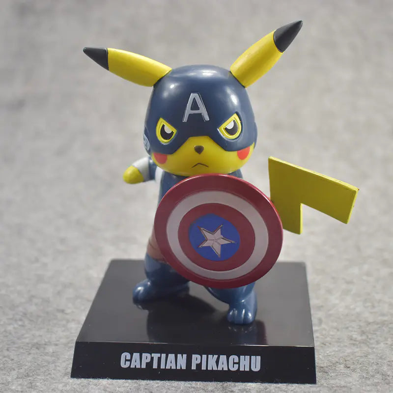 Pikachu Deadpool Captain America Figure Toy Model